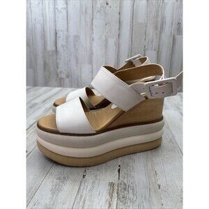 Paloma Barcelo Women’s Jacta Platform Wedge Sandals Size 37 Calfskin Leather